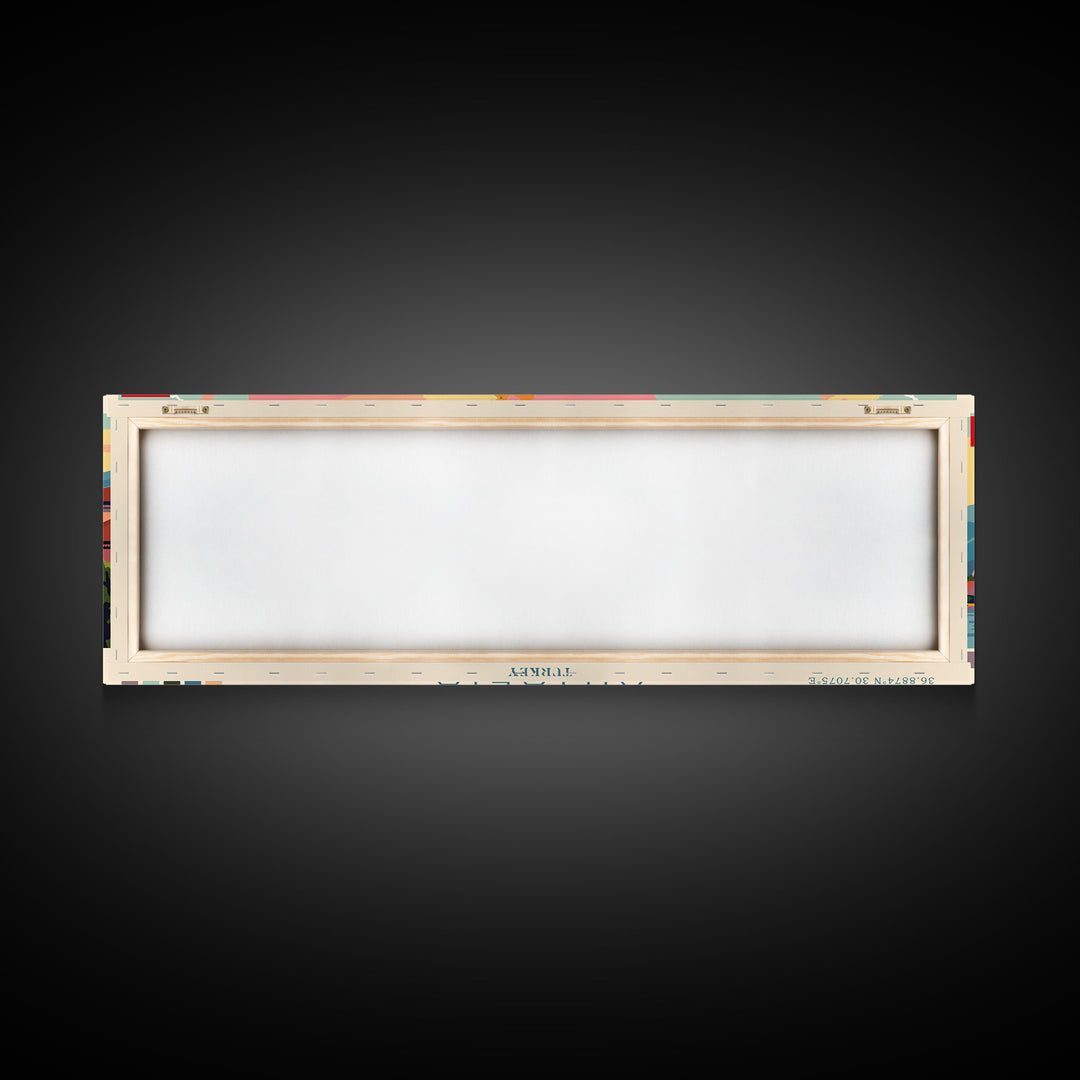 Antalya Turkey Panoramic Travel Poster, Framed Canvas Print or Metal Wall Art, Travel Art, Home Decor, Panoramic Painting, Midcentury Art