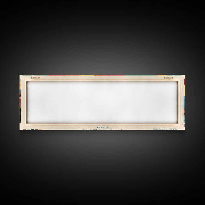 Antalya Turkey Panoramic Travel Poster, Framed Canvas Print or Metal Wall Art, Travel Art, Home Decor, Panoramic Painting, Midcentury Art
