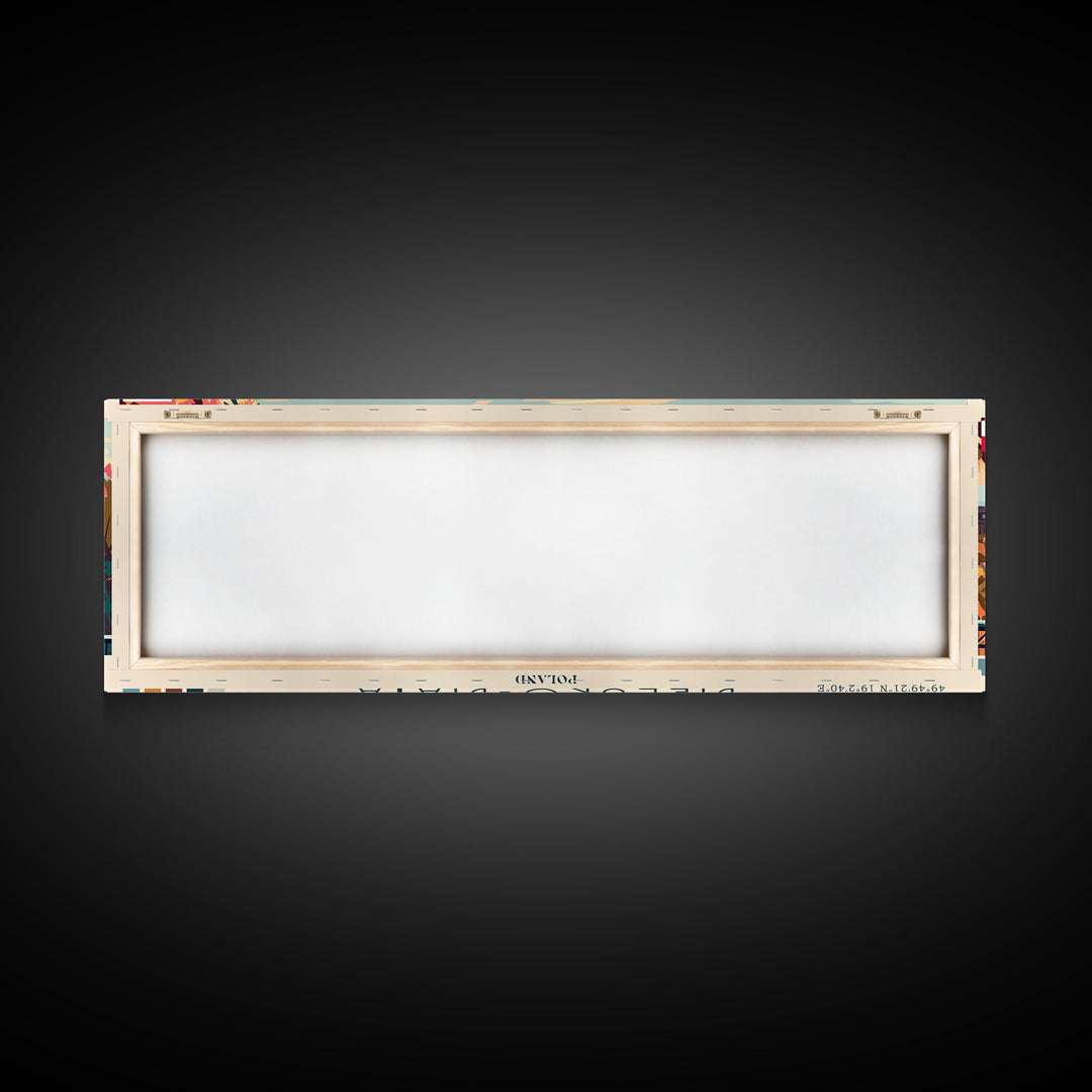 Bielsko Biala Poland Travel Art, City Art, Framed Canvas Print or Metal Wall Art, Europe Travel Poster, Panoramic Wall Art, Extra Wide Wall Art