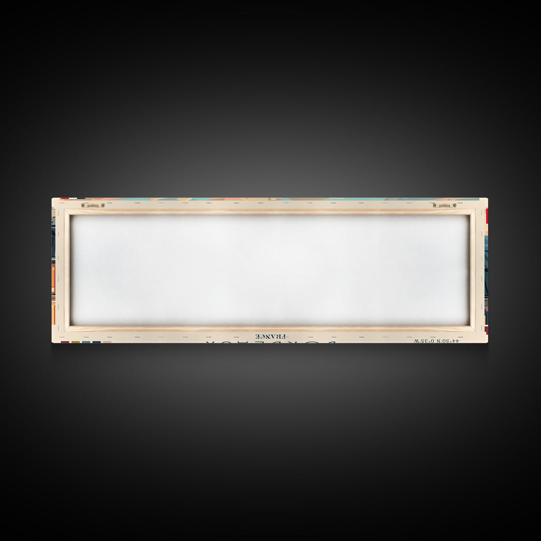 Bordeaux France Panoramic Travel Poster, Framed Canvas Print or Metal Wall Art, Travel Art, Home Decor, Panoramic Painting, Midcentury Art