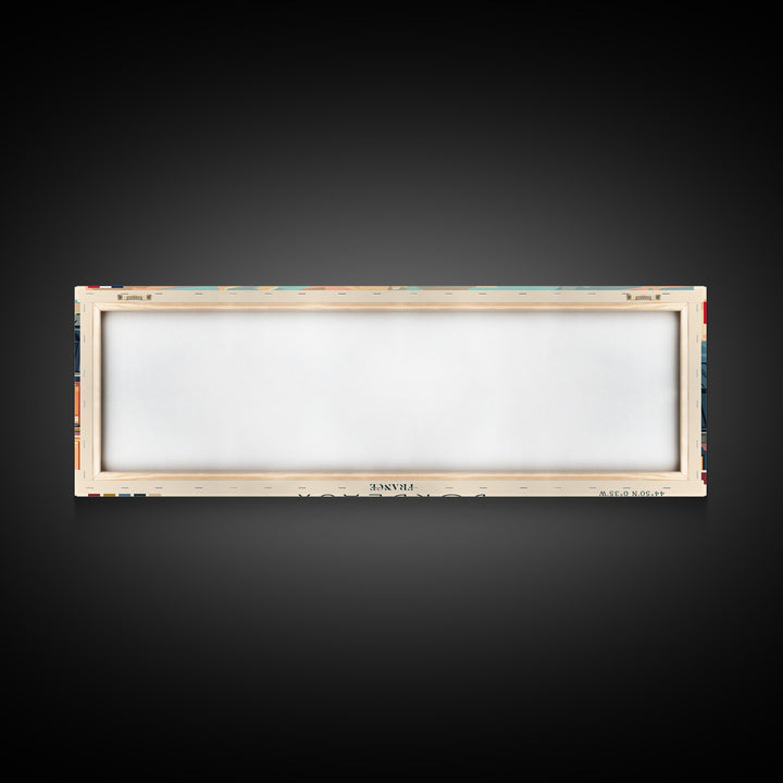 Bordeaux France Panoramic Travel Poster, Framed Canvas Print or Metal Wall Art, Travel Art, Home Decor, Panoramic Painting, Midcentury Art