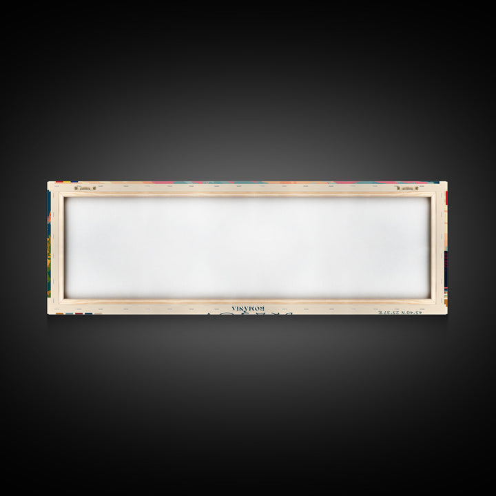 Brasov Romania Panoramic Travel Poster, Framed Canvas Print or Metal Wall Art, Travel Art, Home Decor, Panoramic Painting, Midcentury Art