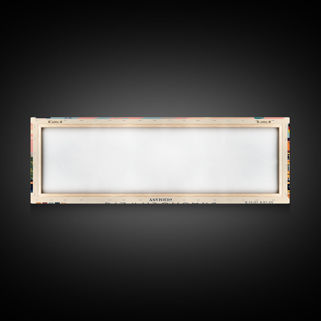 Braunschweig Germany Travel Art, City Art, Framed Canvas Print or Metal Wall Art, Europe Travel Poster, Panoramic Wall Art, Extra Wide Wall Art