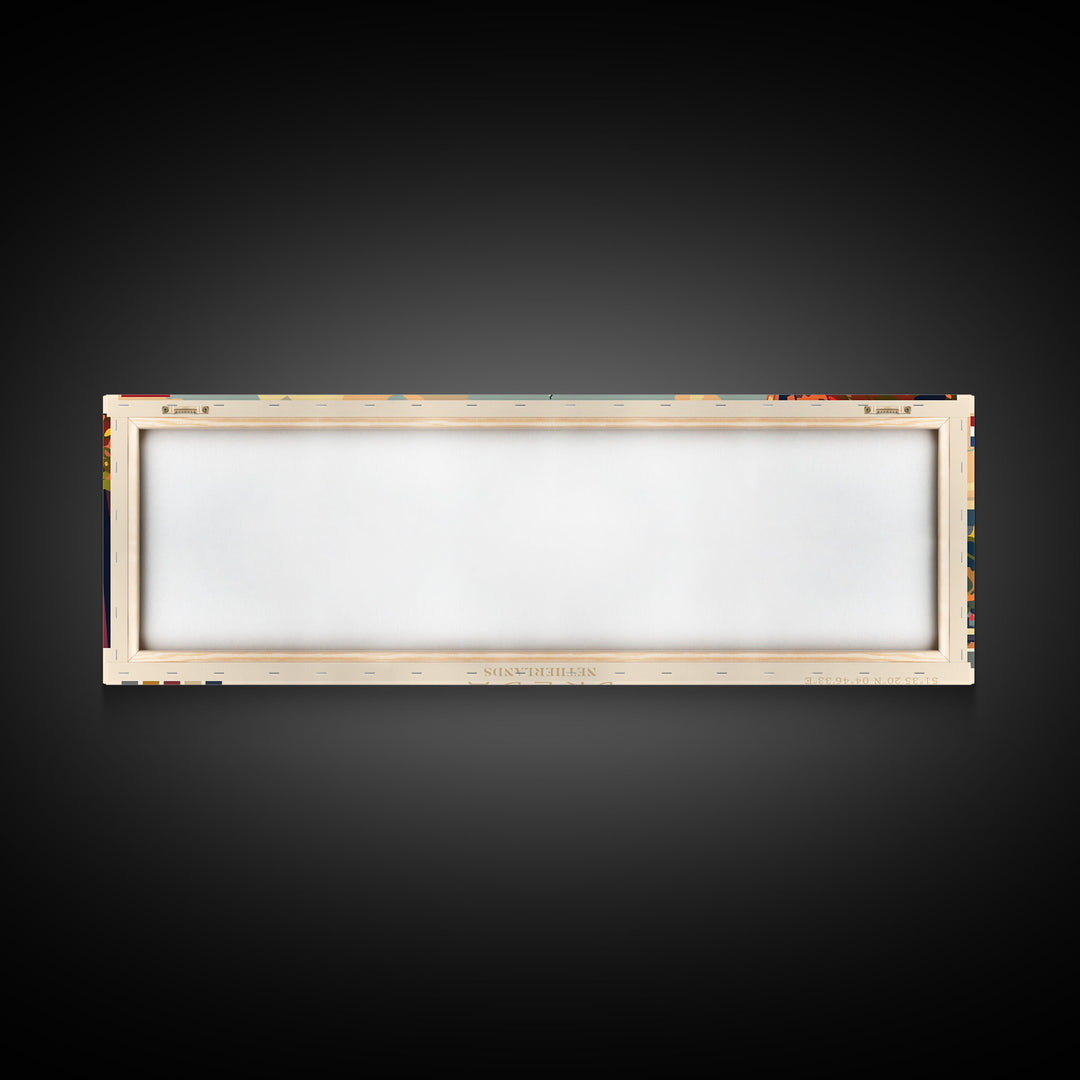 Breda Netherlands Panoramic Travel Poster, Framed Canvas Print or Metal Wall Art, Travel Art, Home Decor, Panoramic Painting, Midcentury Art