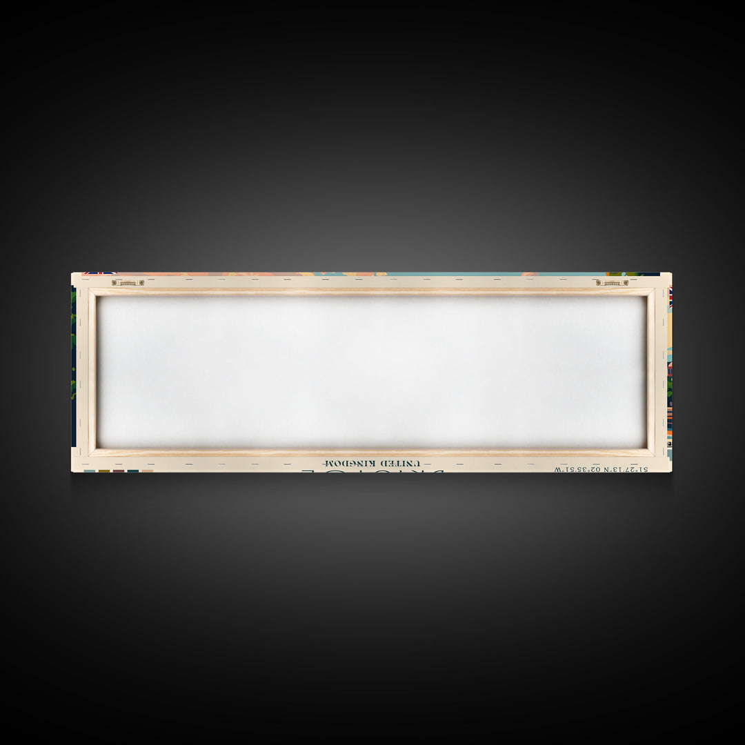 Bristol United Kingdom Panoramic Travel Poster, Framed Canvas Print or Metal Wall Art, Travel Art, Home Decor, Panoramic Painting, Midcentury Art