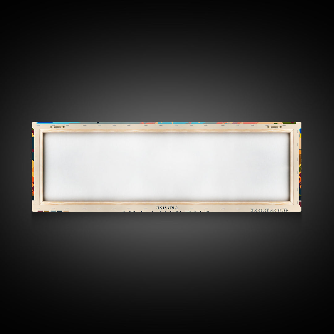 Chernihiv Ukraine Panoramic Travel Poster, Framed Canvas Print or Metal Wall Art, Travel Art, Home Decor, Panoramic Painting, Midcentury Art