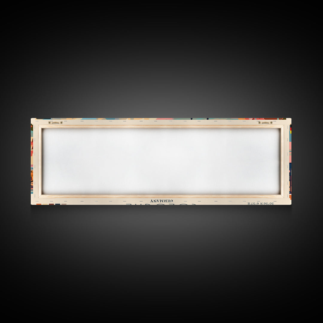 Cologne Germany Panoramic Travel Poster, Framed Canvas Print or Metal Wall Art, Travel Art, Home Decor, Panoramic Painting, Midcentury Art