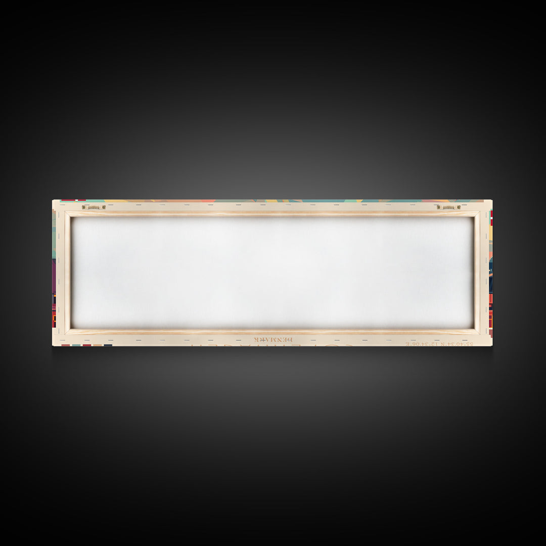 Copenhagen Denmark Travel Print Wall Art, Panoramic City Art, Travel Art, Wall Decor, Vacation Gift, Framed Canvas Print Or Metal Art