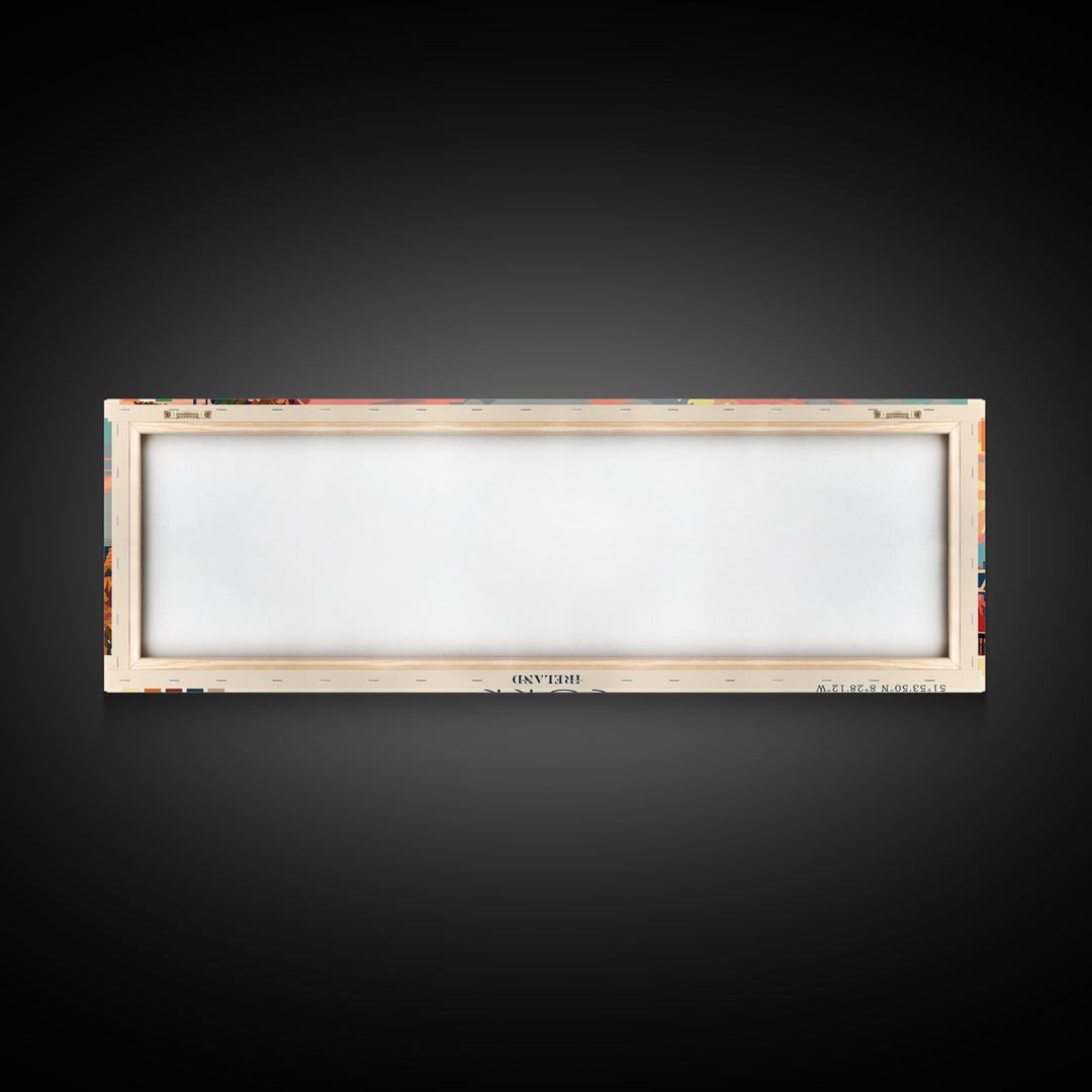 Cork Ireland Panoramic Travel Poster, Framed Canvas Print or Metal Wall Art, Travel Art, Home Decor, Panoramic Painting, Midcentury Art