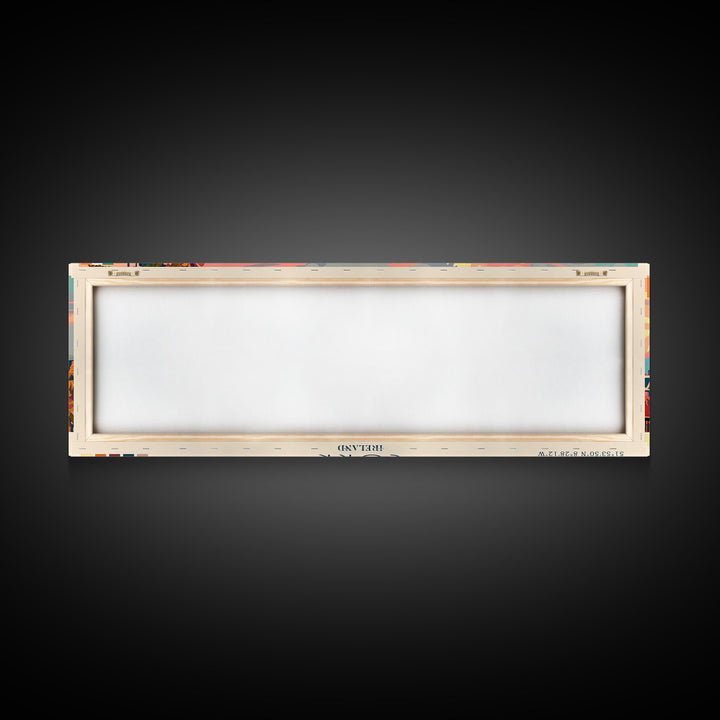 Cork Ireland Panoramic Travel Poster, Framed Canvas Print or Metal Wall Art, Travel Art, Home Decor, Panoramic Painting, Midcentury Art