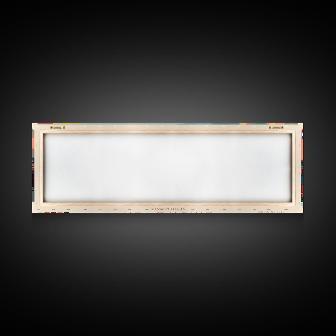 Eindhoven Netherlands Panoramic Travel Poster, Framed Canvas Print or Metal Wall Art, Travel Art, Home Decor, Panoramic Painting, Midcentury Art