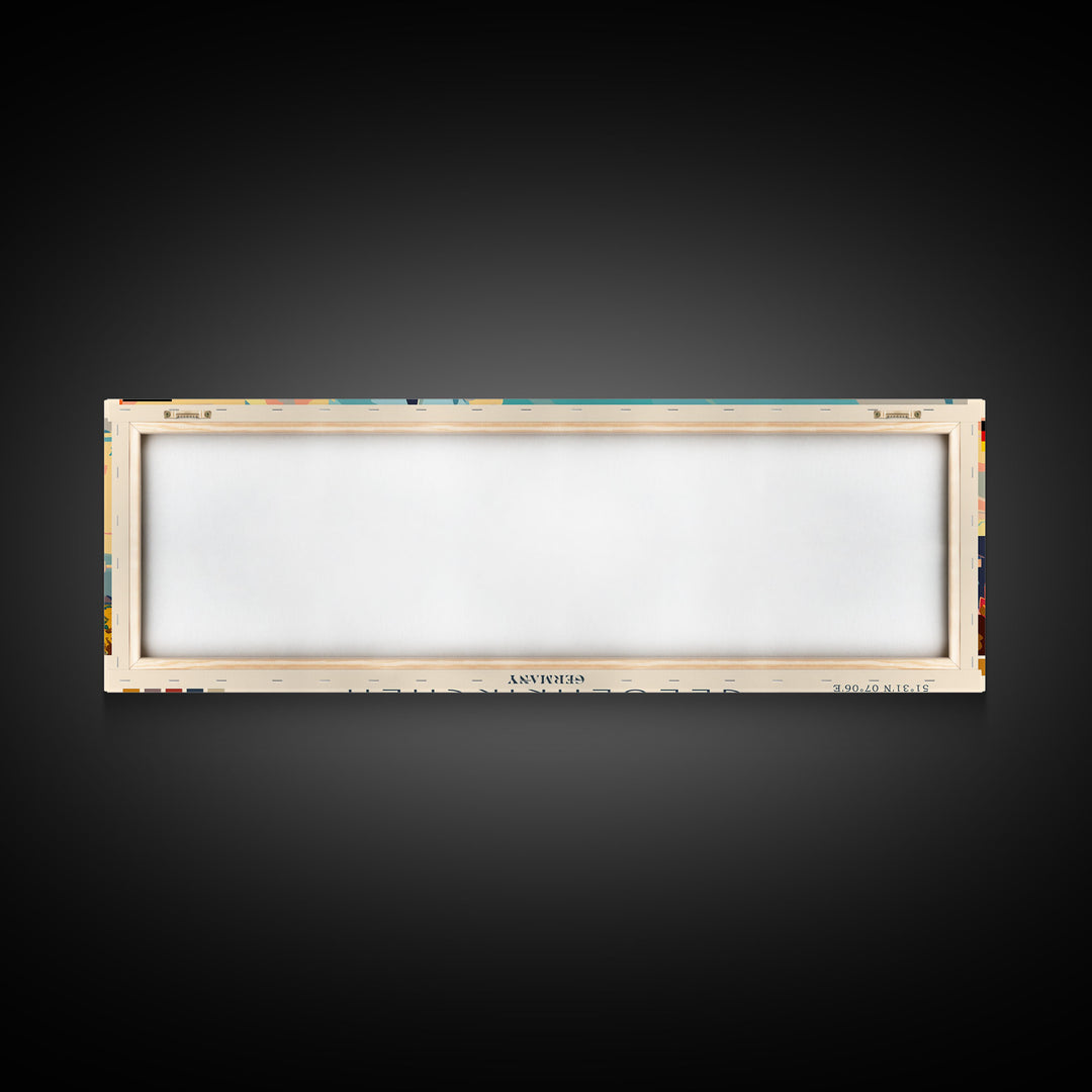 Gelsenkirchen Germany Panoramic Travel Poster, Framed Canvas Print or Metal Wall Art, Travel Art, Home Decor, Panoramic Painting, Midcentury Art