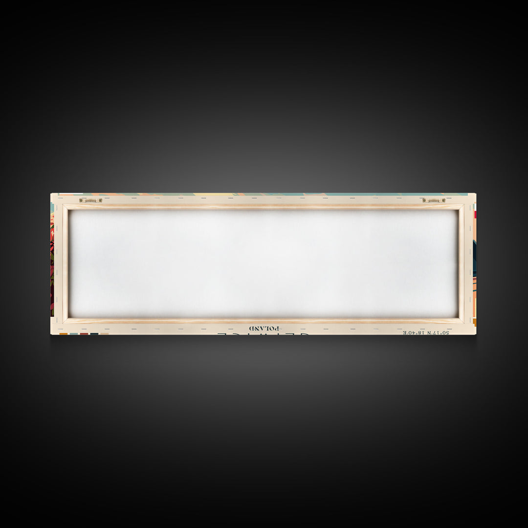 Gliwice Poland Panoramic Travel Poster, Framed Canvas Print or Metal Wall Art, Travel Art, Home Decor, Panoramic Painting, Midcentury Art