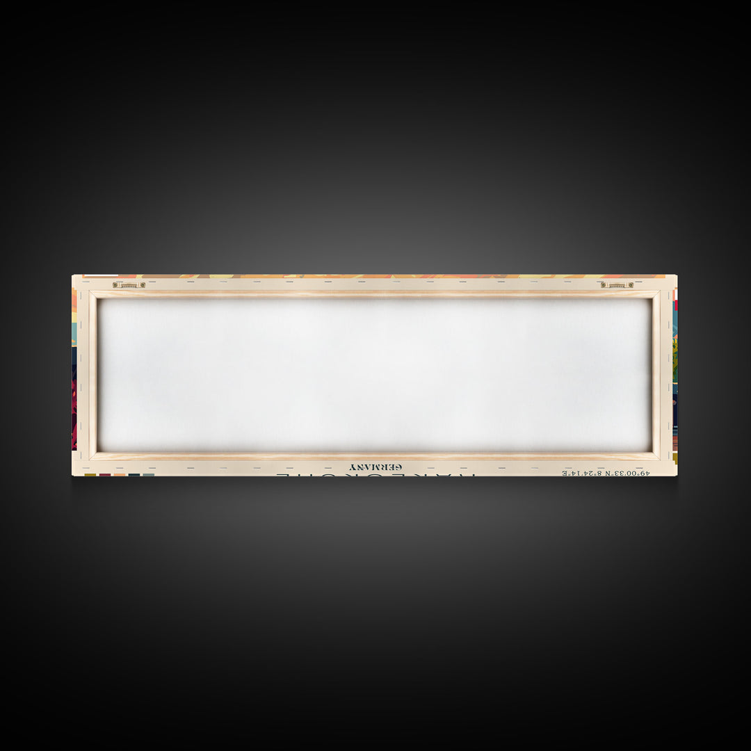 Karlsruhe Germany Panoramic Travel Poster, Framed Canvas Print or Metal Wall Art, Travel Art, Home Decor, Panoramic Painting, Midcentury Art