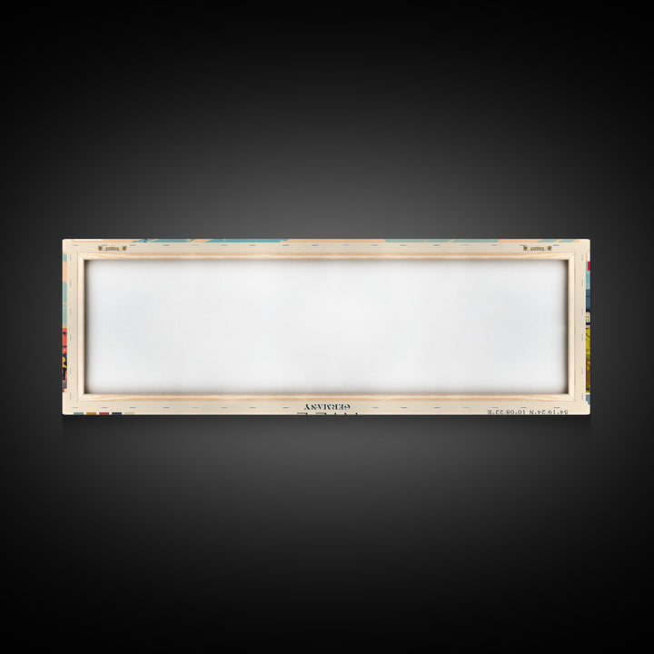 Kiel Germany Panoramic Travel Poster, Framed Canvas Print or Metal Wall Art, Travel Art, Home Decor, Panoramic Painting, Midcentury Art