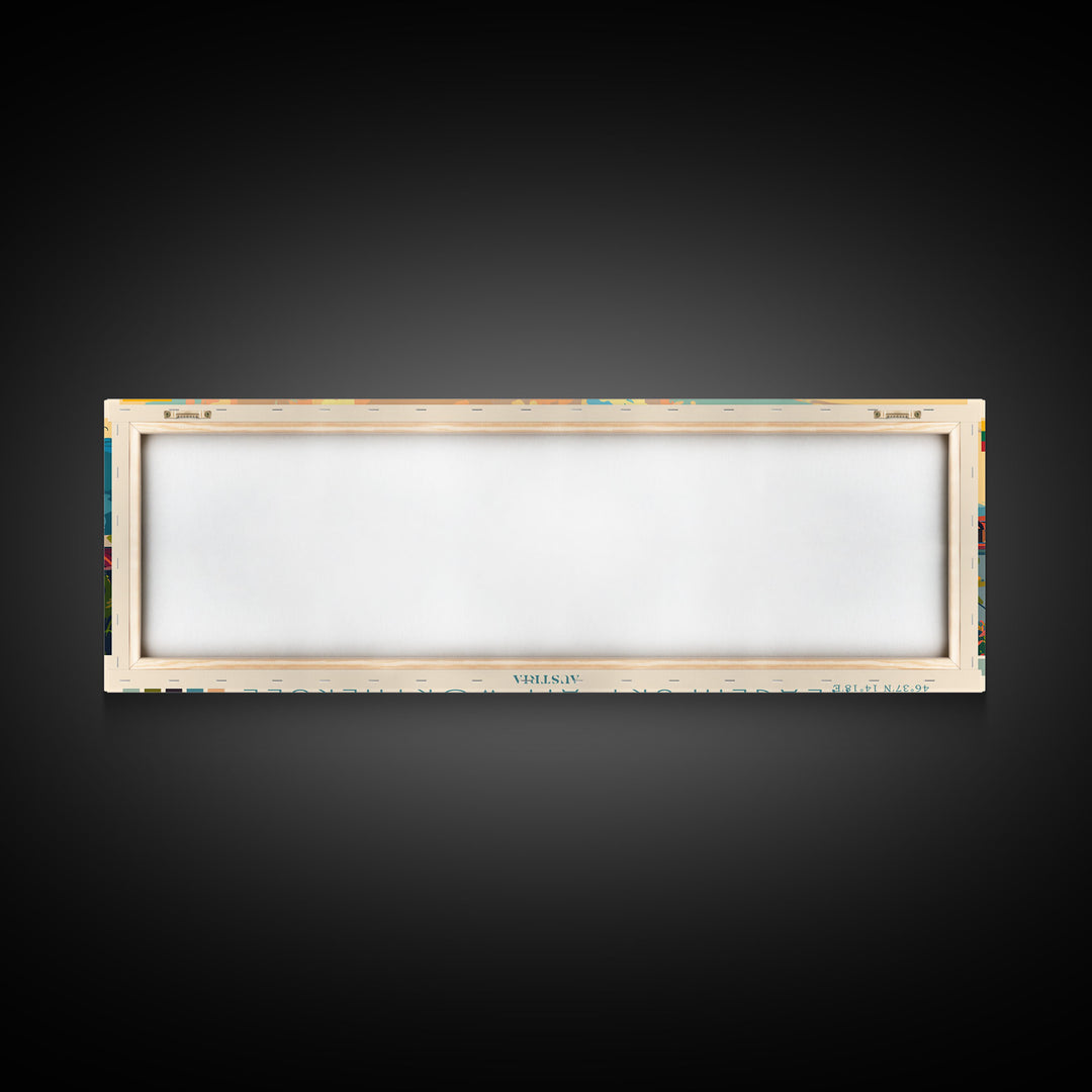 Klagenfurt Austria Panoramic Travel Poster, Framed Canvas Print or Metal Wall Art, Travel Art, Home Decor, Panoramic Painting, Midcentury Art