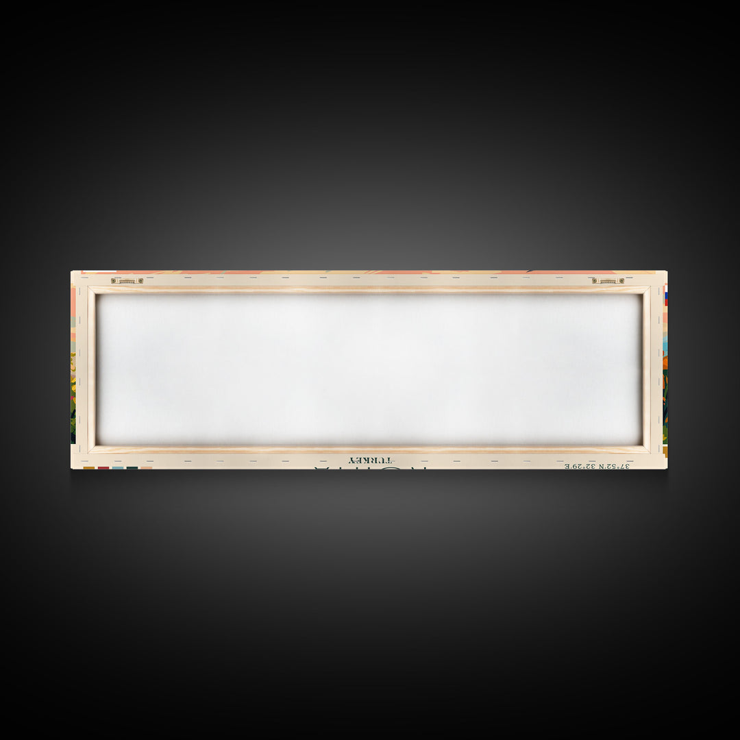 Konya Turkey Panoramic Travel Poster, Framed Canvas Print or Metal Wall Art, Travel Art, Home Decor, Panoramic Painting, Midcentury Art