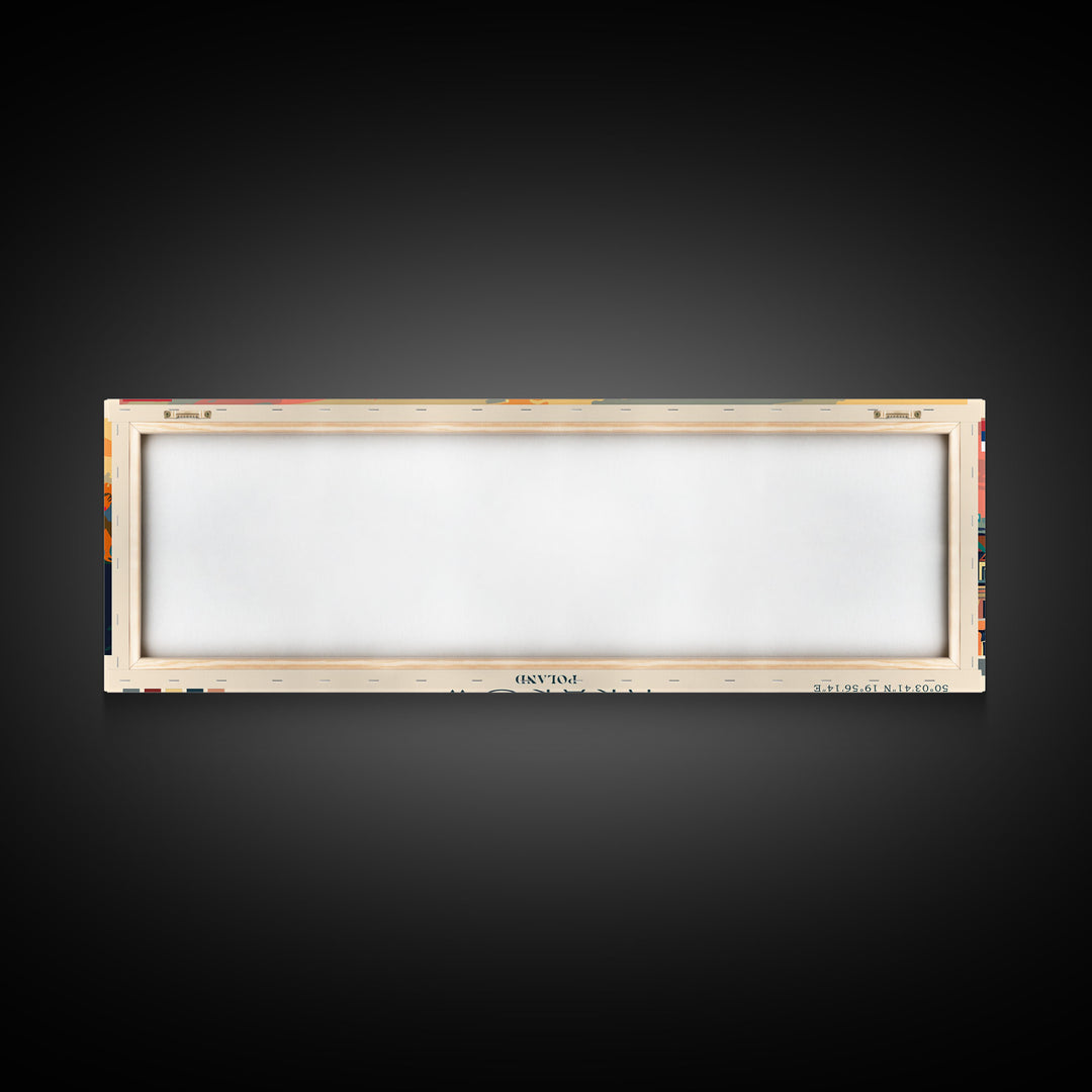 Krakow Poland Travel Art, City Art, Framed Canvas Print or Metal Wall Art, Europe Travel Poster, Panoramic Wall Art, Extra Wide Wall Art