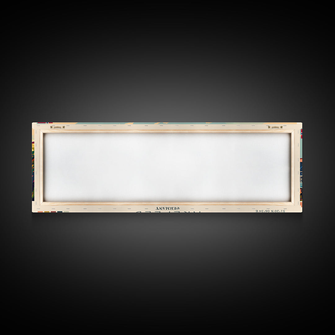 Krefeld Germany Panoramic Travel Poster, Framed Canvas Print or Metal Wall Art, Travel Art, Home Decor, Panoramic Painting, Midcentury Art