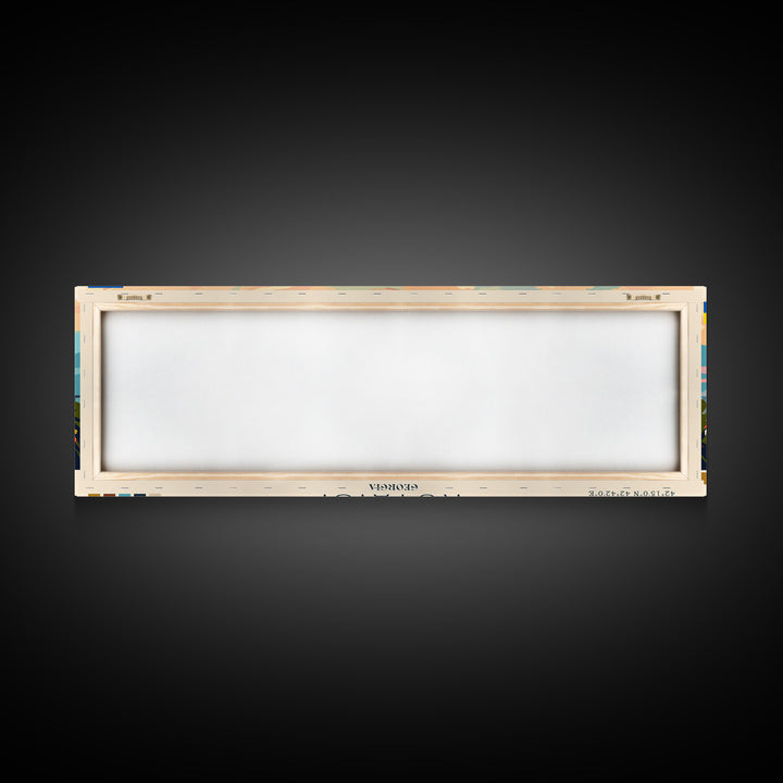 Kutaisi Georgia Panoramic Travel Poster, Framed Canvas Print or Metal Wall Art, Travel Art, Home Decor, Panoramic Painting, Midcentury Art