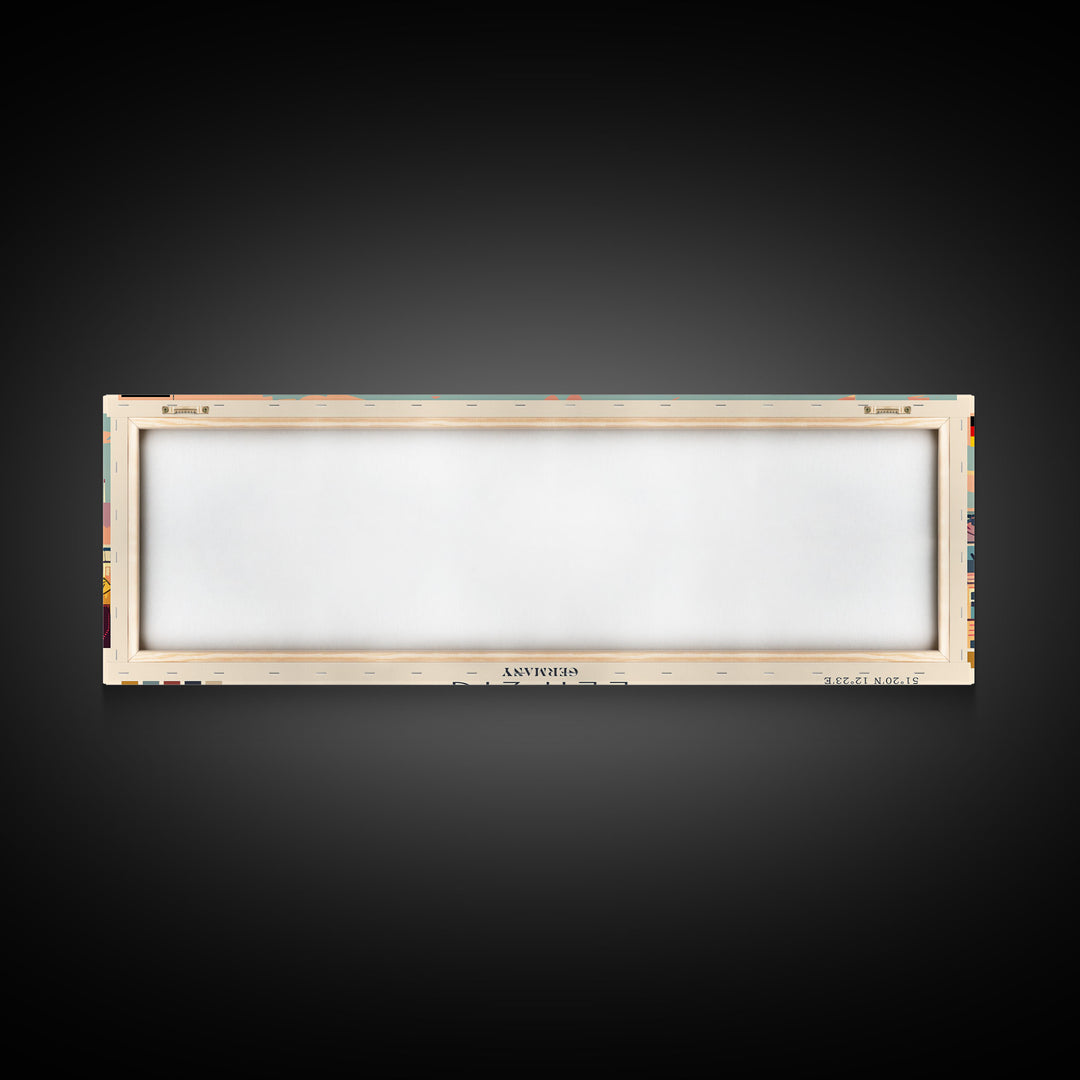 Leipzig Germany Panoramic Travel Poster, Framed Canvas Print or Metal Wall Art, Travel Art, Home Decor, Panoramic Painting, Midcentury Art