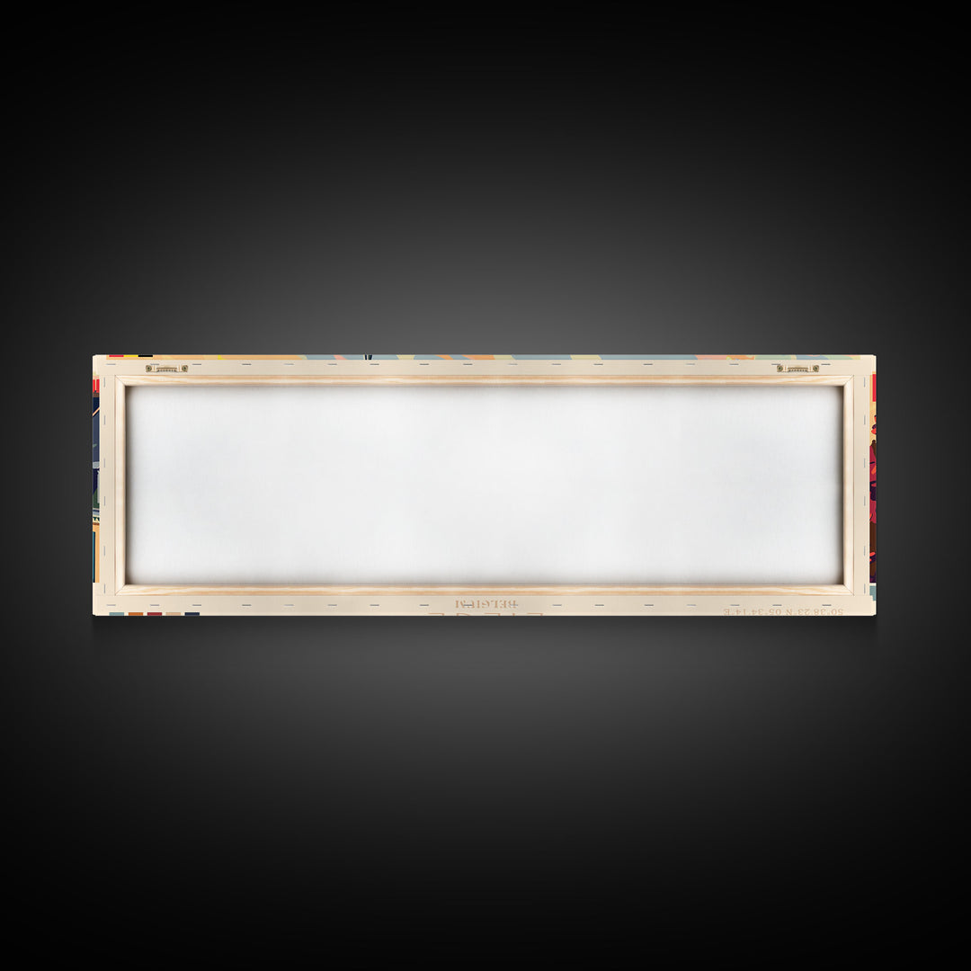Liege Belgium Panoramic Travel Poster, Framed Canvas Print or Metal Wall Art, Travel Art, Home Decor, Panoramic Painting, Midcentury Art