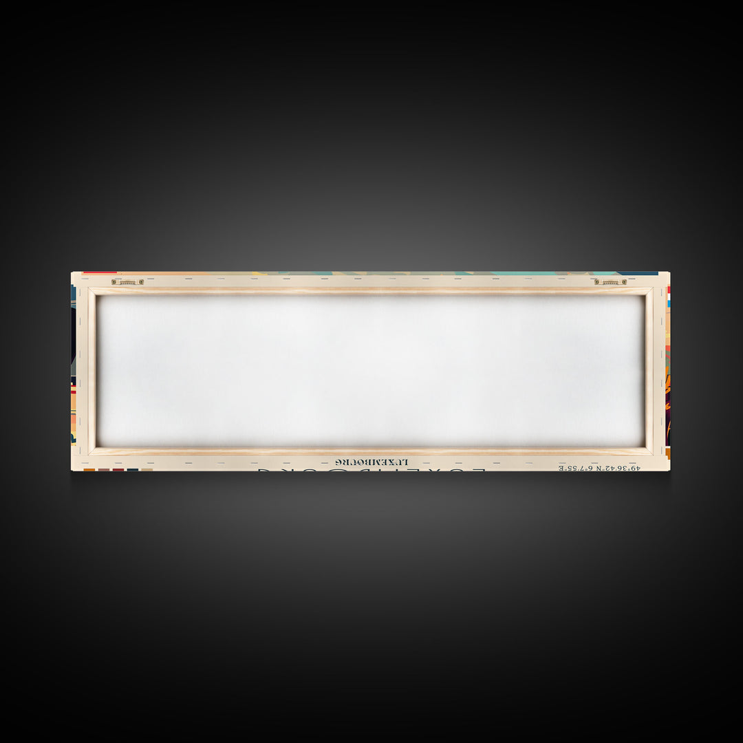 Luxembourg Luxembourg Panoramic Travel Poster, Framed Canvas Print or Metal Wall Art, Travel Art, Home Decor, Panoramic Painting, Midcentury Art