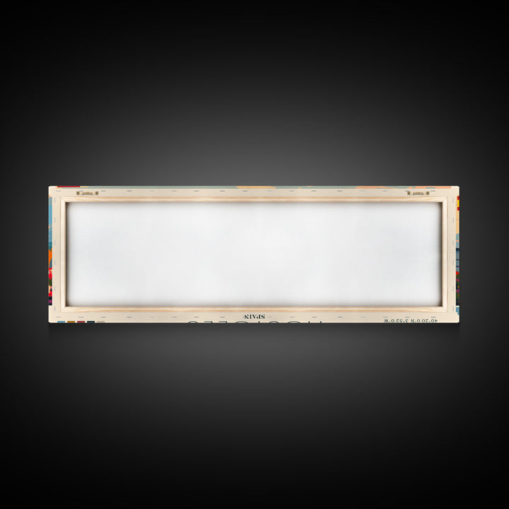 Mostoles Spain Panoramic Travel Poster, Framed Canvas Print or Metal Wall Art, Travel Art, Home Decor, Panoramic Painting, Midcentury Art