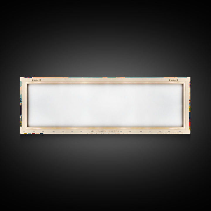 Norwich United Kingdom Panoramic Travel Poster, Framed Canvas Print or Metal Wall Art, Travel Art, Home Decor, Panoramic Painting, Midcentury Art
