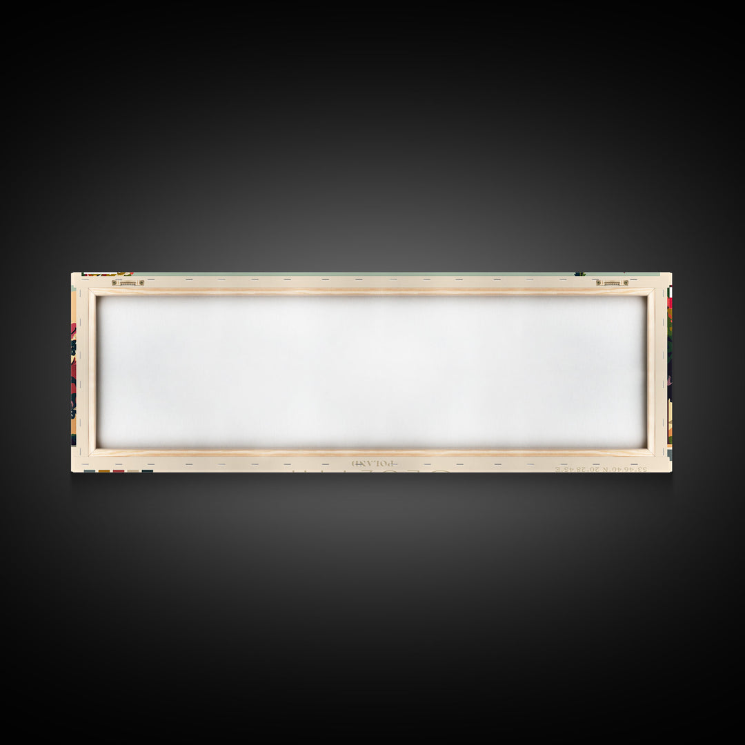 Olsztyn Poland Panoramic Travel Poster, Framed Canvas Print or Metal Wall Art, Travel Art, Home Decor, Panoramic Painting, Midcentury Art