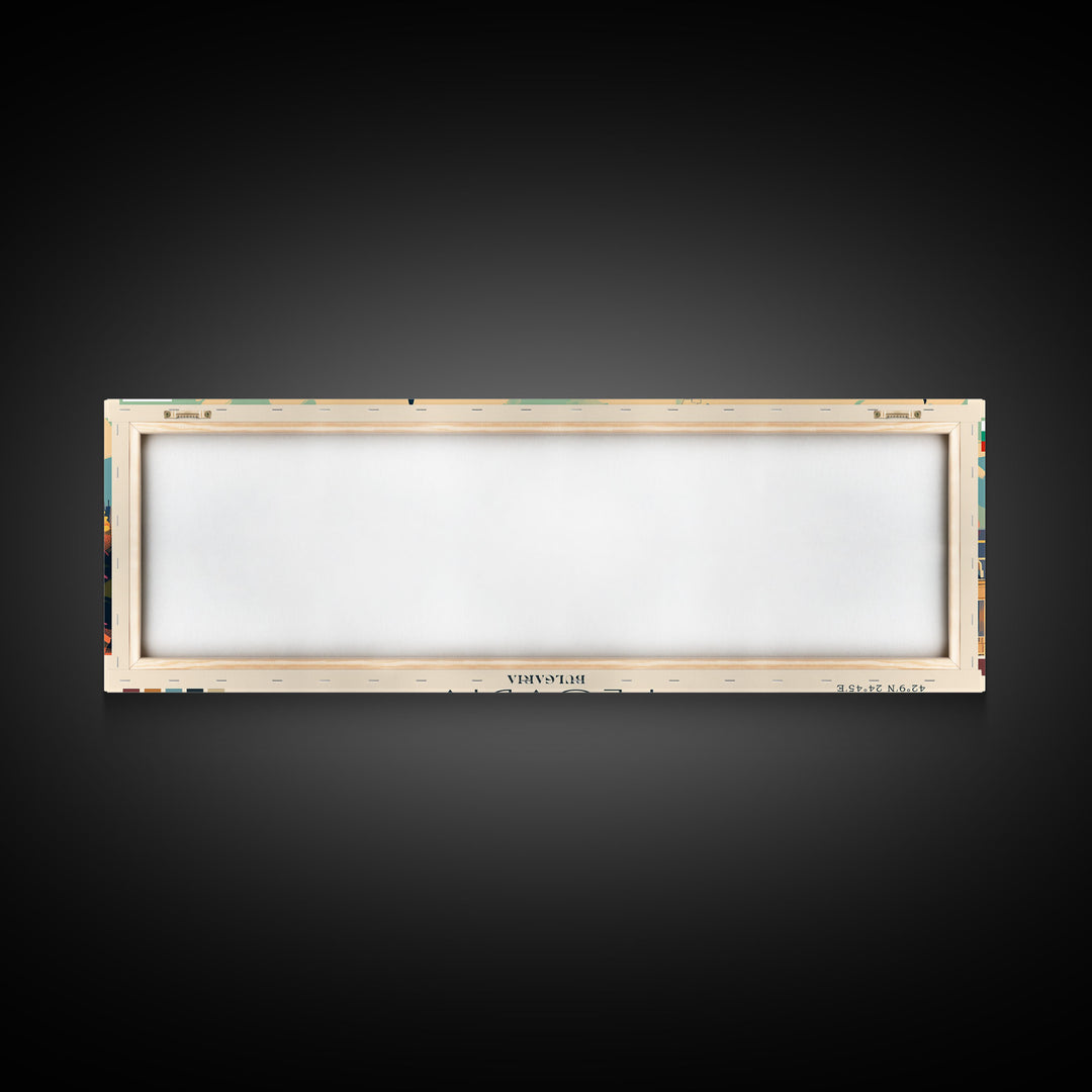 Plovdiv Bulgaria Travel Art, City Art, Framed Canvas Print or Metal Wall Art, Europe Travel Poster, Panoramic Wall Art, Extra Wide Wall Art