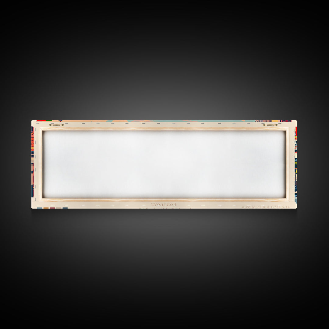 Porto Portugal Panoramic Travel Poster, Framed Canvas Print or Metal Wall Art, Travel Art, Home Decor, Panoramic Painting, Midcentury Art