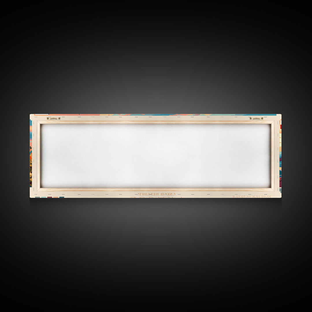 Prague Czech Republic Travel Art, City Art, Framed Canvas Print or Metal Wall Art, Europe Travel Poster, Panoramic Wall Art, Extra Wide Wall Art