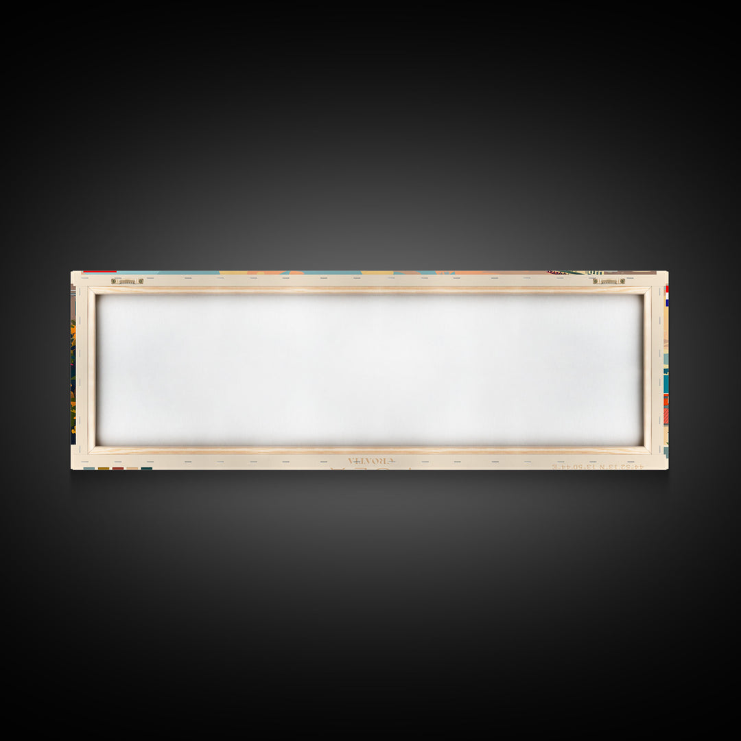 Pula Croatia Panoramic Travel Poster, Framed Canvas Print or Metal Wall Art, Travel Art, Home Decor, Panoramic Painting, Midcentury Art