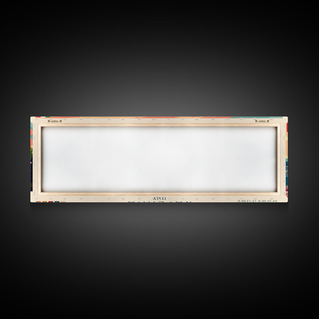 Ravenna Italy Panoramic Travel Poster, Framed Canvas Print or Metal Wall Art, Travel Art, Home Decor, Panoramic Painting, Midcentury Art