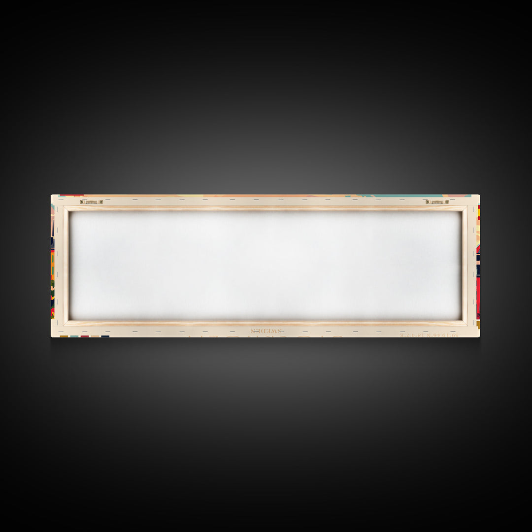 Stockholm Sweden Travel Art, City Art, Framed Canvas Print or Metal Wall Art, Europe Travel Poster, Panoramic Wall Art, Extra Wide Wall Art