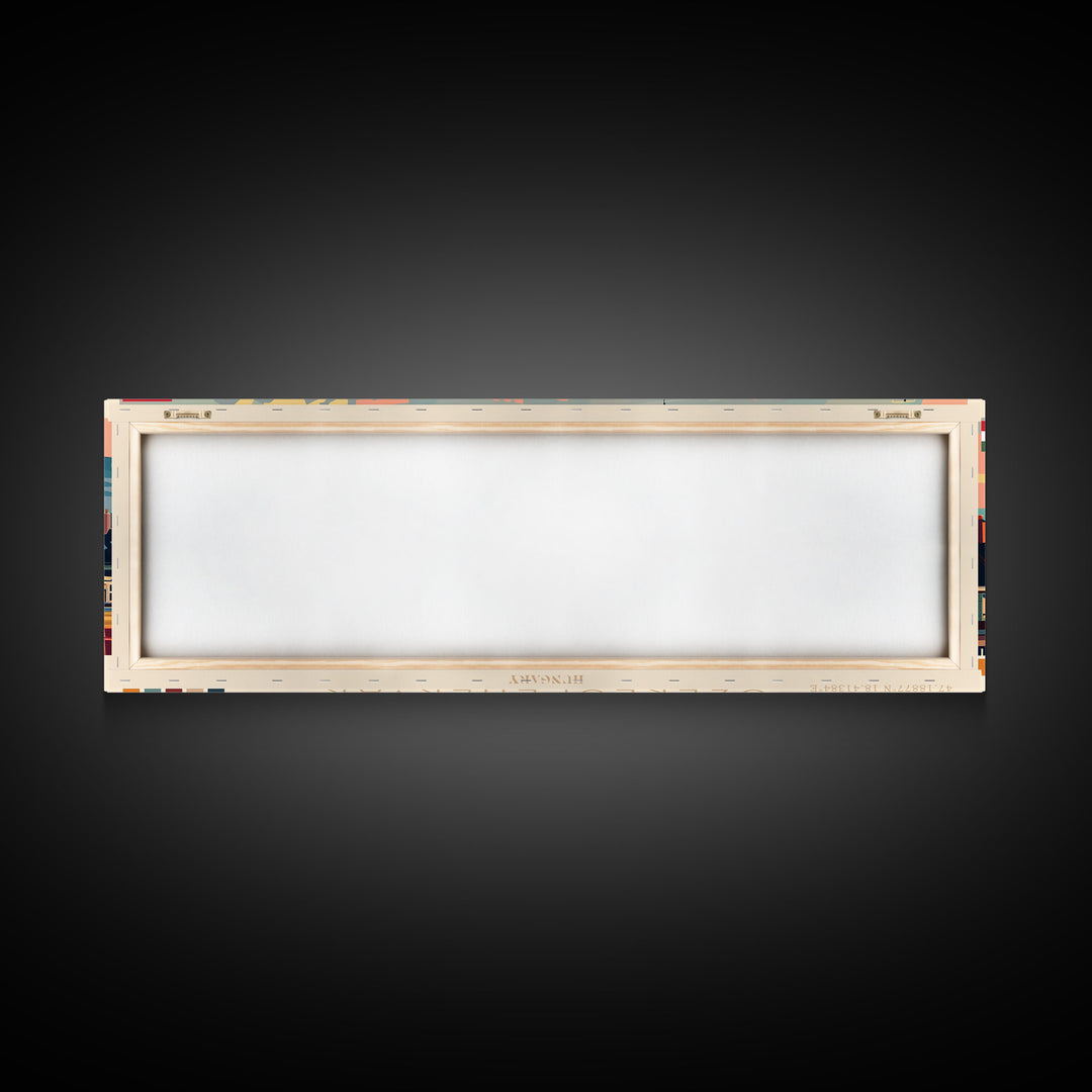 Szkesfehervar Hungary Panoramic Travel Poster, Framed Canvas Print or Metal Wall Art, Travel Art, Home Decor, Panoramic Painting, Midcentury Art