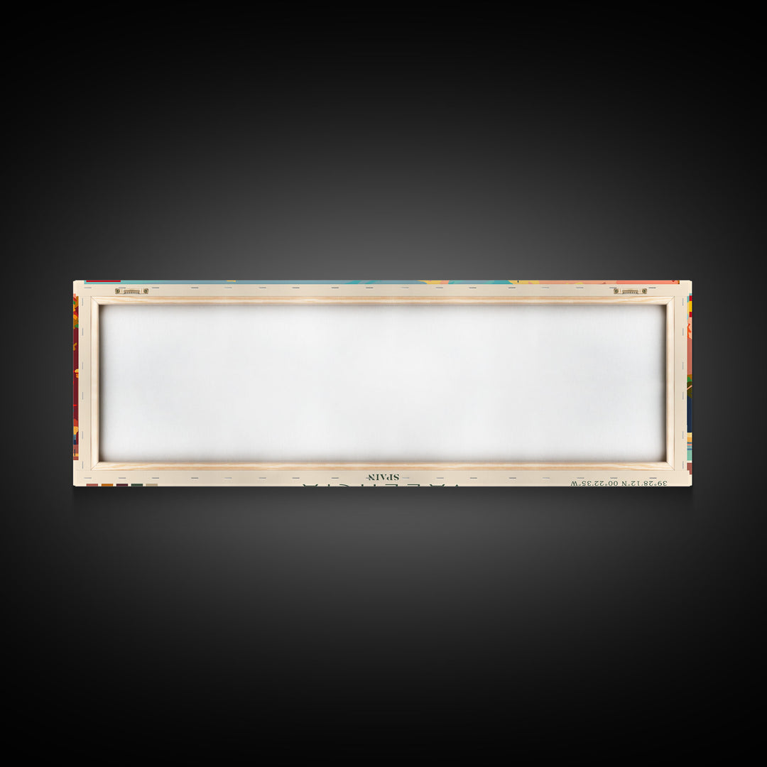 Valencia Spain Travel Art, City Art, Framed Canvas Print or Metal Wall Art, Europe Travel Poster, Panoramic Wall Art, Extra Wide Wall Art