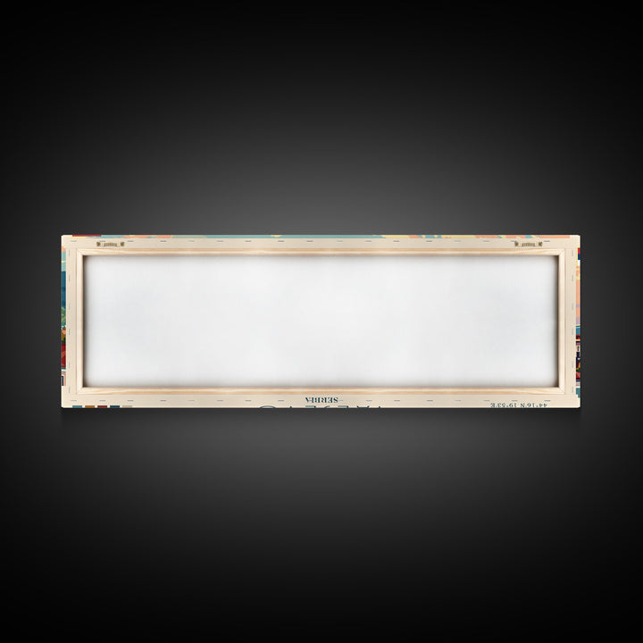Valjevo Serbia Panoramic Travel Poster, Framed Canvas Print or Metal Wall Art, Travel Art, Home Decor, Panoramic Painting, Midcentury Art