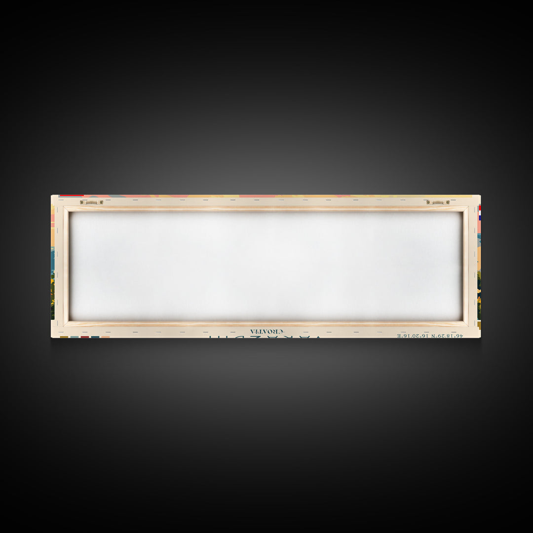 Varaždin Croatia Panoramic Travel Poster, Framed Canvas Print or Metal Wall Art, Travel Art, Home Decor, Panoramic Painting, Midcentury Art