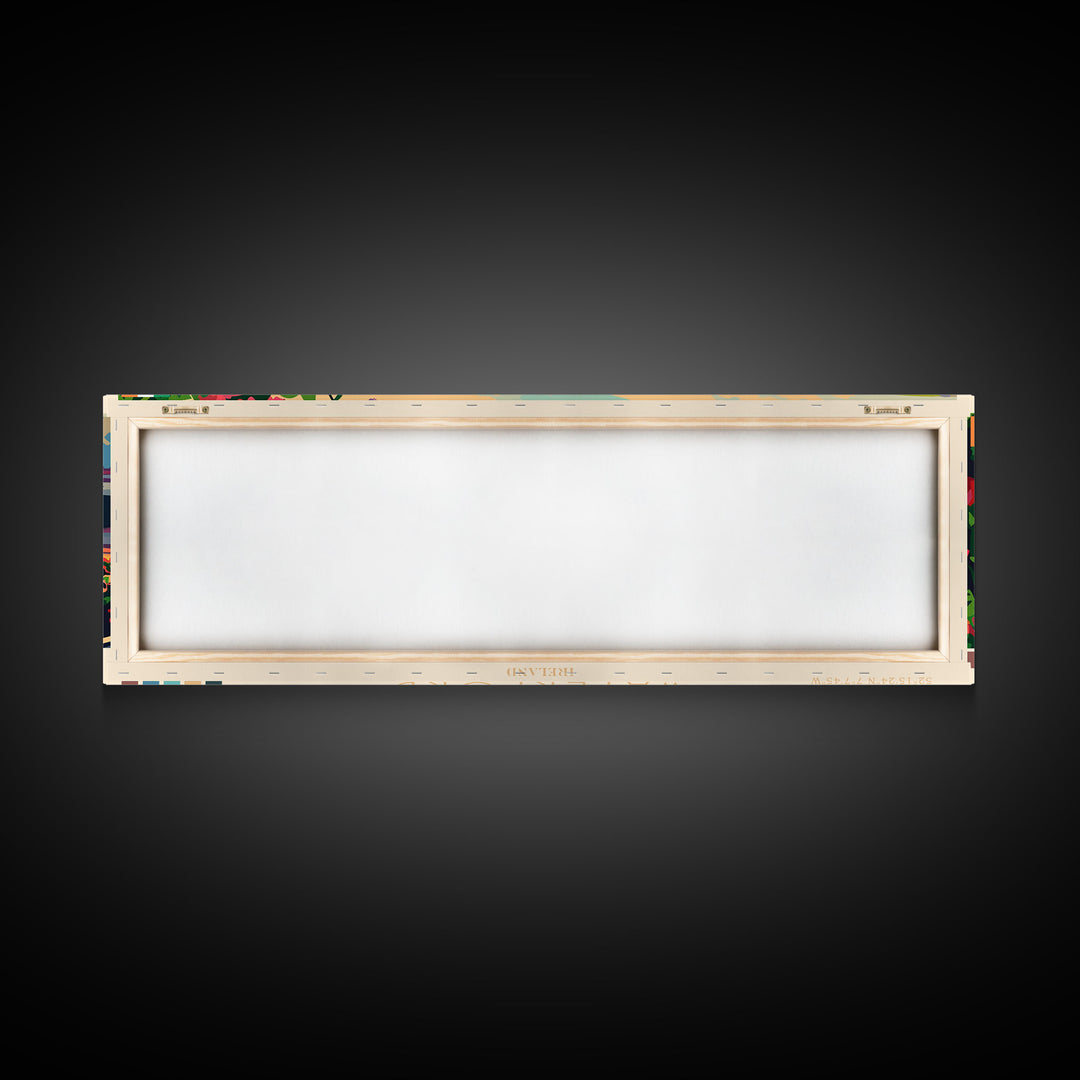 Waterford Ireland Panoramic Travel Poster, Framed Canvas Print or Metal Wall Art, Travel Art, Home Decor, Panoramic Painting, Midcentury Art