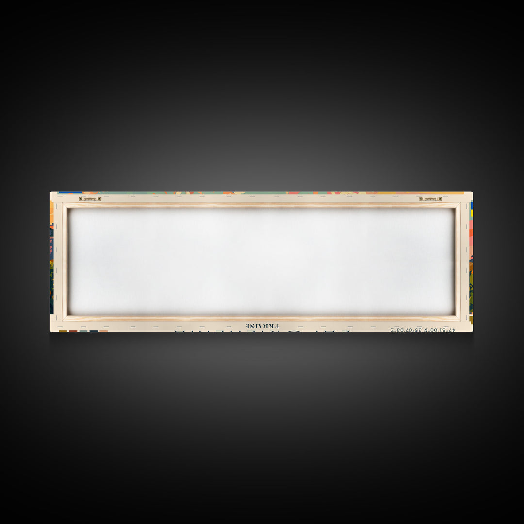 Zaporizhzhia Ukraine Panoramic Travel Poster, Framed Canvas Print or Metal Wall Art, Travel Art, Home Decor, Panoramic Painting, Midcentury Art