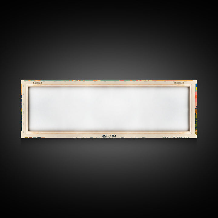 Zaporizhzhia Ukraine Panoramic Travel Poster, Framed Canvas Print or Metal Wall Art, Travel Art, Home Decor, Panoramic Painting, Midcentury Art