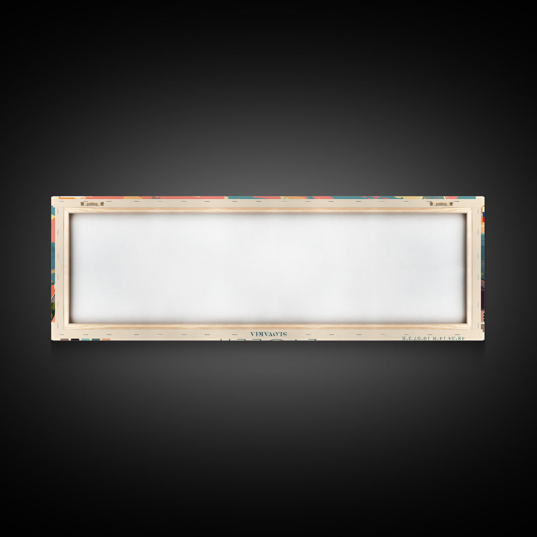 Zvolen Slovakia Panoramic Travel Poster, Framed Canvas Print or Metal Wall Art, Travel Art, Home Decor, Panoramic Painting, Midcentury Art