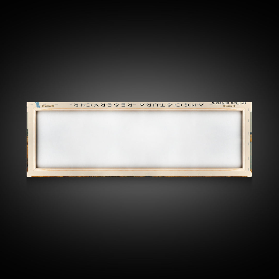 Angostura Reservoir South Dakota Panoramic Framed Canvas Print, Lake House Decor, Minimalist Art, Travel Poster, Scenic Painting