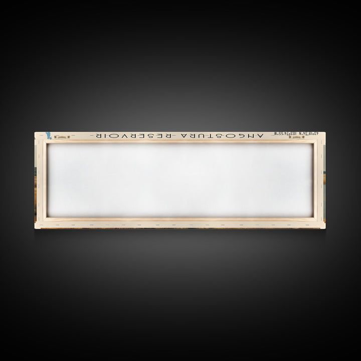 Angostura Reservoir South Dakota Panoramic Framed Canvas Print, Lake House Decor, Minimalist Art, Travel Poster, Scenic Painting