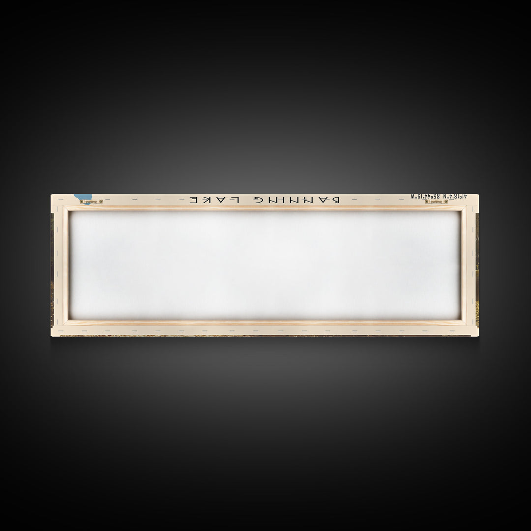 Banning Lake Indiana Framed Canvas Print, Lake House Decor, Panoramic Scenic Painting, Travel Poster, Rustic Art, Nature Wall Art