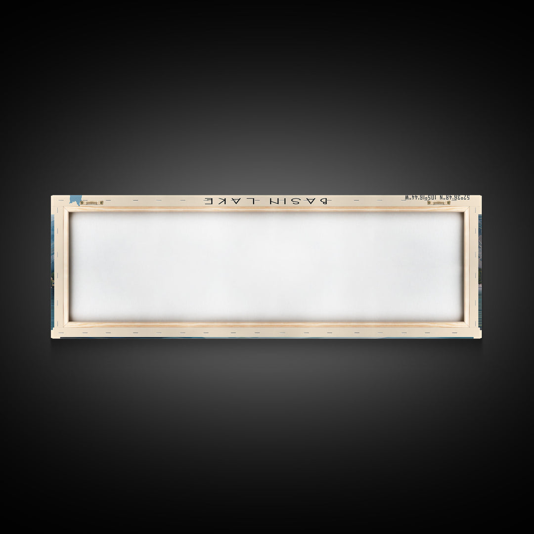 Basin Lake Panoramic Framed Canvas Print, Lake House Decor, Scenic Painting, Travel Poster, Rustic Art, Nature Wall Art
