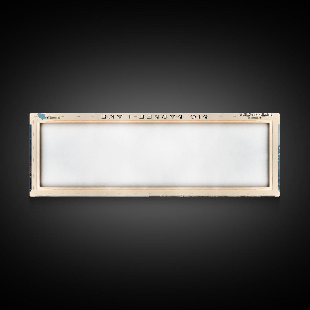 Big Barbee Lake Indiana Framed Canvas Print, Panoramic Lake House Art, Scenic Painting, Travel Poster, Rustic Decor, Nature Scene