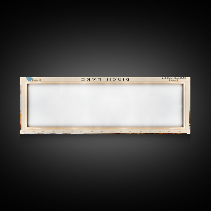 Birch Lake Framed Canvas Print, Panoramic Lake House Decor, Scenic View, Travel Poster, Rustic Art, Lake Painting